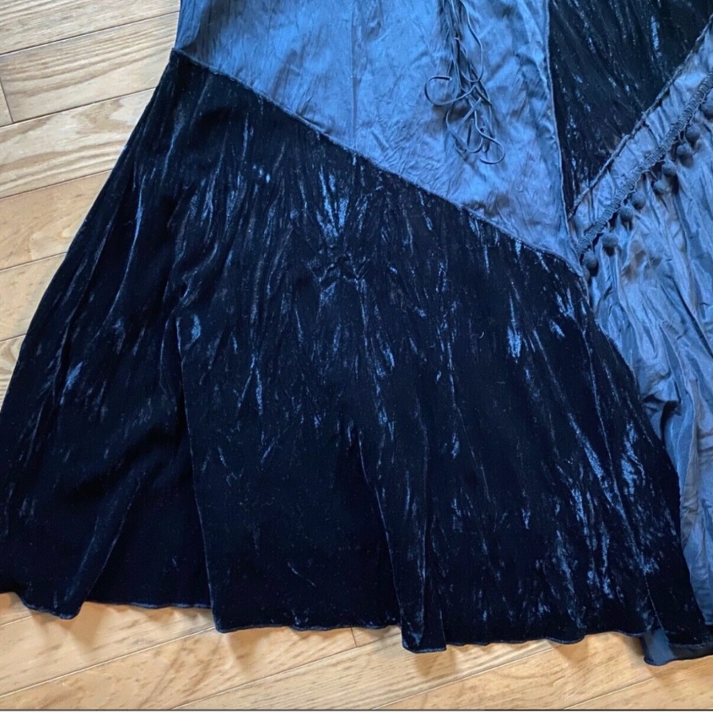 ~ SOLD ~ LINEA DOMANI 6 Boho Mixed Media Velvet Corduroy Maxi Skirt Steampunk - Picture 4 of 10